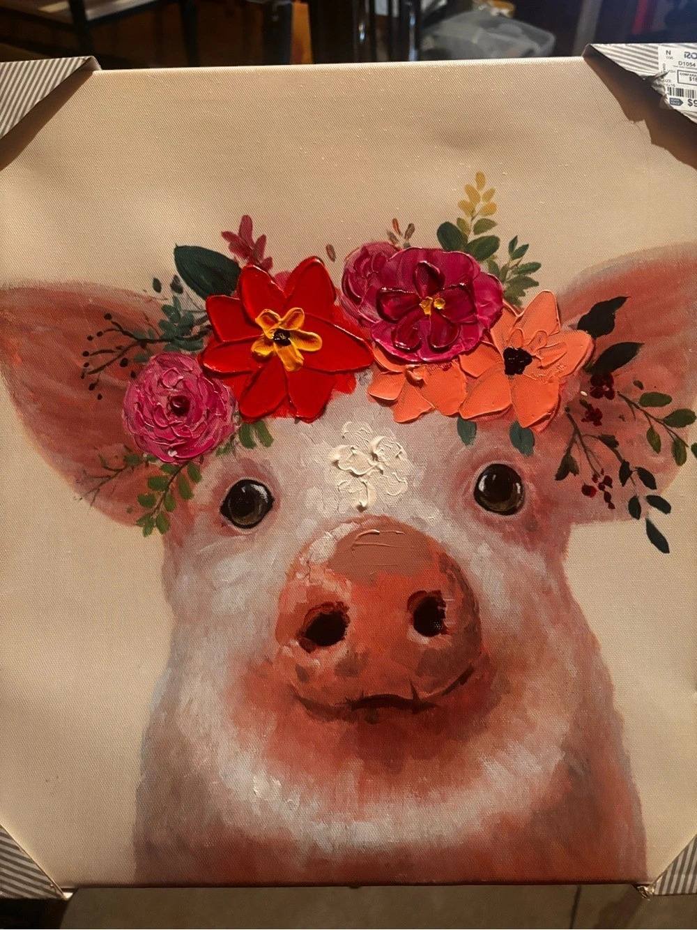 Floral Pig Tote in Pink & Red Like New